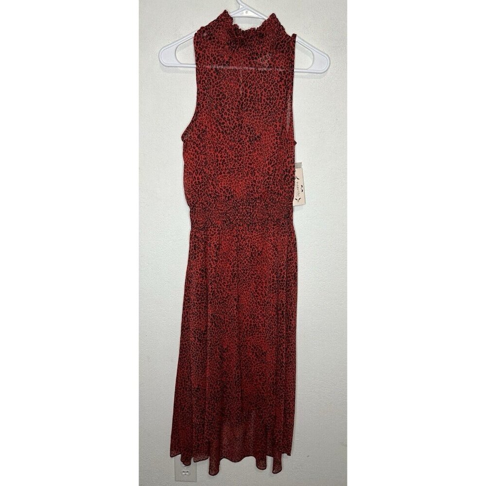 Nanette Lepore Red Animal Print Mock Neck Sleeveless Maxi Dress Size 10